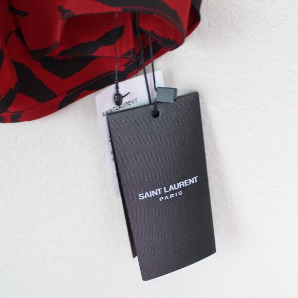 NEW Saint Laurent Red Zebra Silk Blouse– Statement Top for Work Events & GNO - Picture 7 of 15